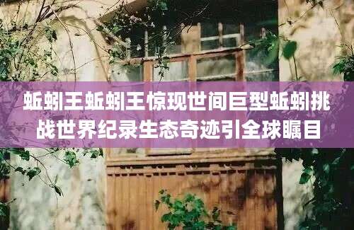蚯蚓王蚯蚓王惊现世间巨型蚯蚓挑战世界纪录生态奇迹引全球瞩目