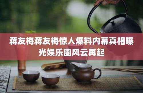 蒋友梅蒋友梅惊人爆料内幕真相曝光娱乐圈风云再起