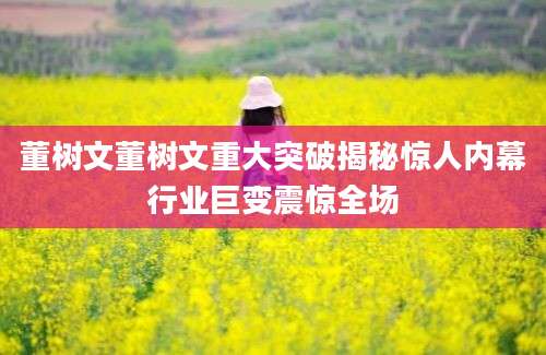 董树文董树文重大突破揭秘惊人内幕行业巨变震惊全场
