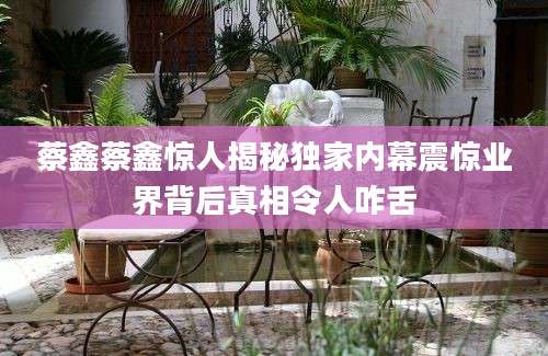 蔡鑫蔡鑫惊人揭秘独家内幕震惊业界背后真相令人咋舌