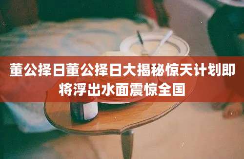 董公择日董公择日大揭秘惊天计划即将浮出水面震惊全国