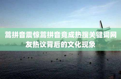 蒿拼音震惊蒿拼音竟成热搜关键词网友热议背后的文化现象