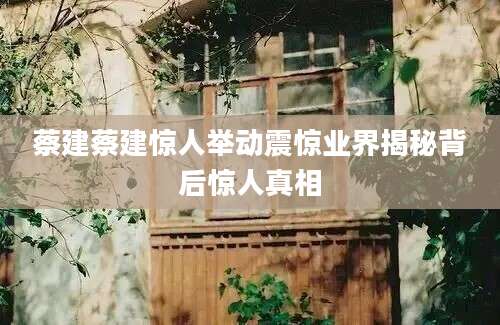 蔡建蔡建惊人举动震惊业界揭秘背后惊人真相