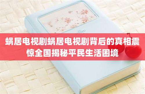 蜗居电视剧蜗居电视剧背后的真相震惊全国揭秘平民生活困境