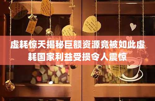 虚耗惊天揭秘巨额资源竟被如此虚耗国家利益受损令人震惊