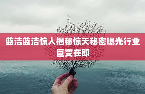 蓝洁蓝洁惊人揭秘惊天秘密曝光行业巨变在即