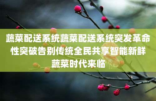 蔬菜配送系统蔬菜配送系统突发革命性突破告别传统全民共享智能新鲜蔬菜时代来临