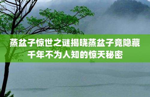 蒸盆子惊世之谜揭晓蒸盆子竟隐藏千年不为人知的惊天秘密