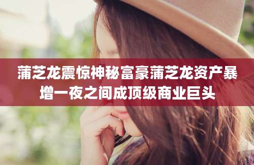 蒲芝龙震惊神秘富豪蒲芝龙资产暴增一夜之间成顶级商业巨头