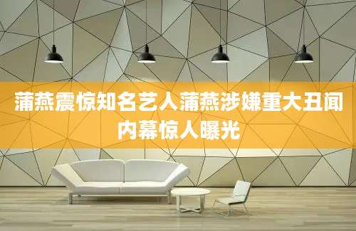 蒲燕震惊知名艺人蒲燕涉嫌重大丑闻内幕惊人曝光