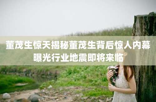 董茂生惊天揭秘董茂生背后惊人内幕曝光行业地震即将来临