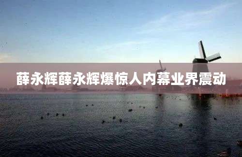 薛永辉薛永辉爆惊人内幕业界震动