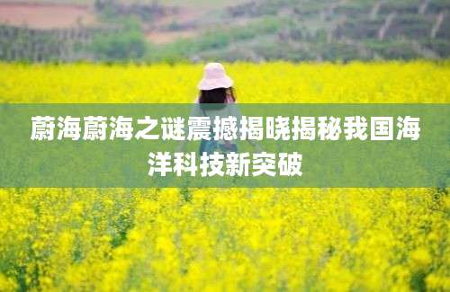蔚海蔚海之谜震撼揭晓揭秘我国海洋科技新突破