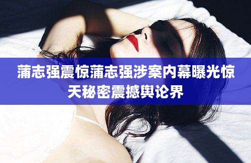 蒲志强震惊蒲志强涉案内幕曝光惊天秘密震撼舆论界