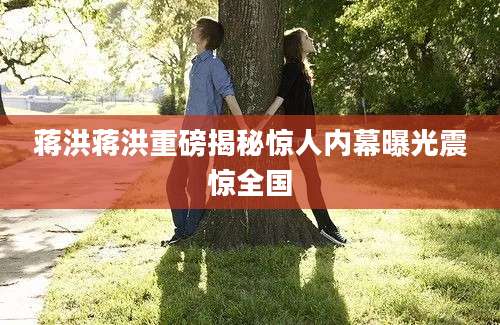 蒋洪蒋洪重磅揭秘惊人内幕曝光震惊全国