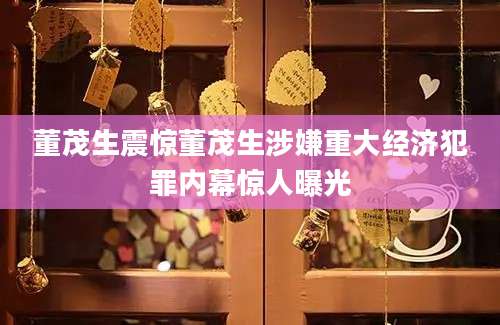 董茂生震惊董茂生涉嫌重大经济犯罪内幕惊人曝光