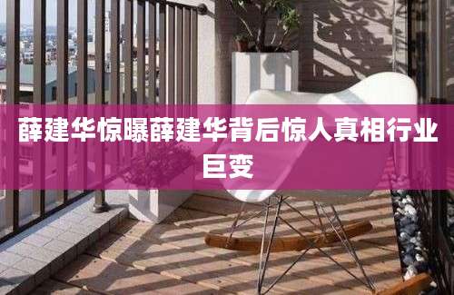 薛建华惊曝薛建华背后惊人真相行业巨变