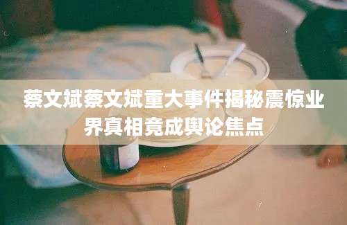 蔡文斌蔡文斌重大事件揭秘震惊业界真相竟成舆论焦点