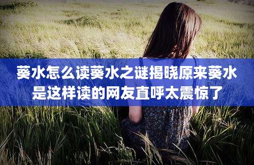 葵水怎么读葵水之谜揭晓原来葵水是这样读的网友直呼太震惊了