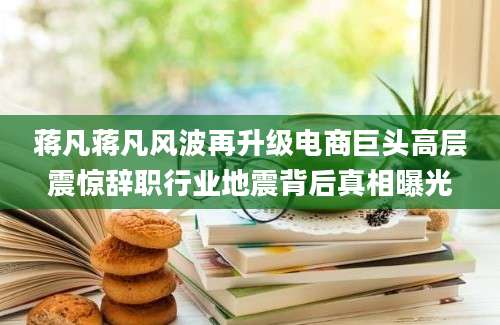 蒋凡蒋凡风波再升级电商巨头高层震惊辞职行业地震背后真相曝光