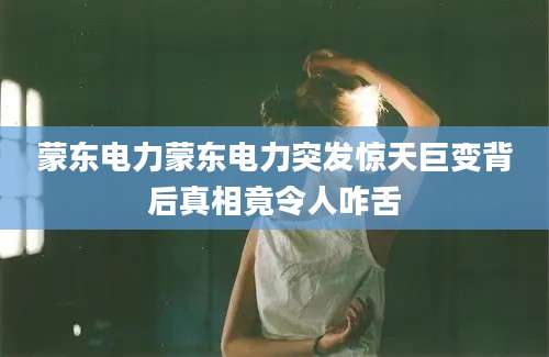 蒙东电力蒙东电力突发惊天巨变背后真相竟令人咋舌