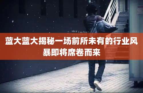 蓝大蓝大揭秘一场前所未有的行业风暴即将席卷而来
