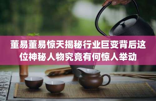 董易董易惊天揭秘行业巨变背后这位神秘人物究竟有何惊人举动