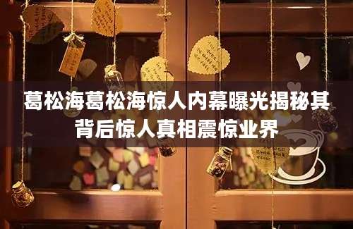 葛松海葛松海惊人内幕曝光揭秘其背后惊人真相震惊业界